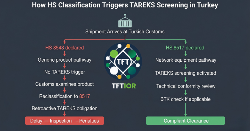 How HS code classification determines TAREKS screening pathway for network equipment in Turkey